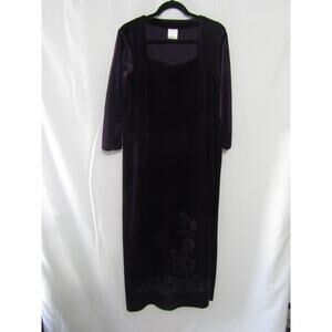 VTG Style Studio Dark Purple Velvet Sequin Midi Dress sz‎ XL Event Fairy Party